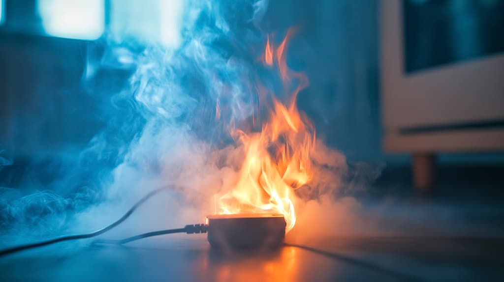 Small fire ignites from electrical short circuit in home applian